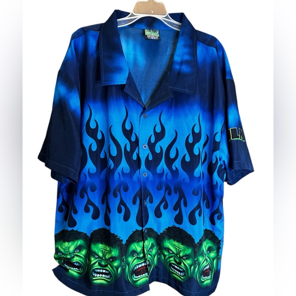 Vintage Marvels Incredible Hulk button up short sleeve shirt